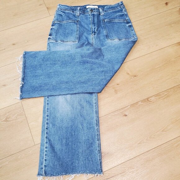 Altard State Jeans Womens Size 31 Blue Wide Leg High Rise Large Pockets Crop - Picture 5 of 13